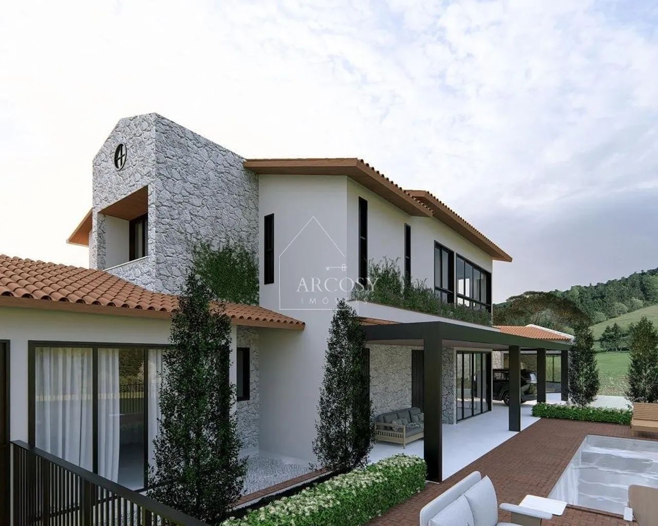 Casa estilo toscano em fase final de construção - 4 quartos, piscina e vista deslumbrante