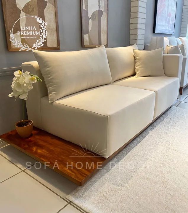 SOFÁ EM LINHO MODELO GRIFFO