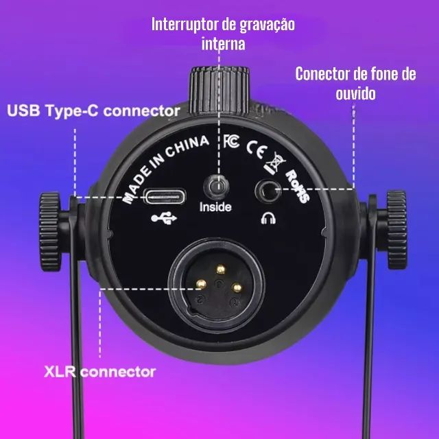 Microfone Condensador Tomate Para Live E Podcast Tipo-C / XLR - Foto 2