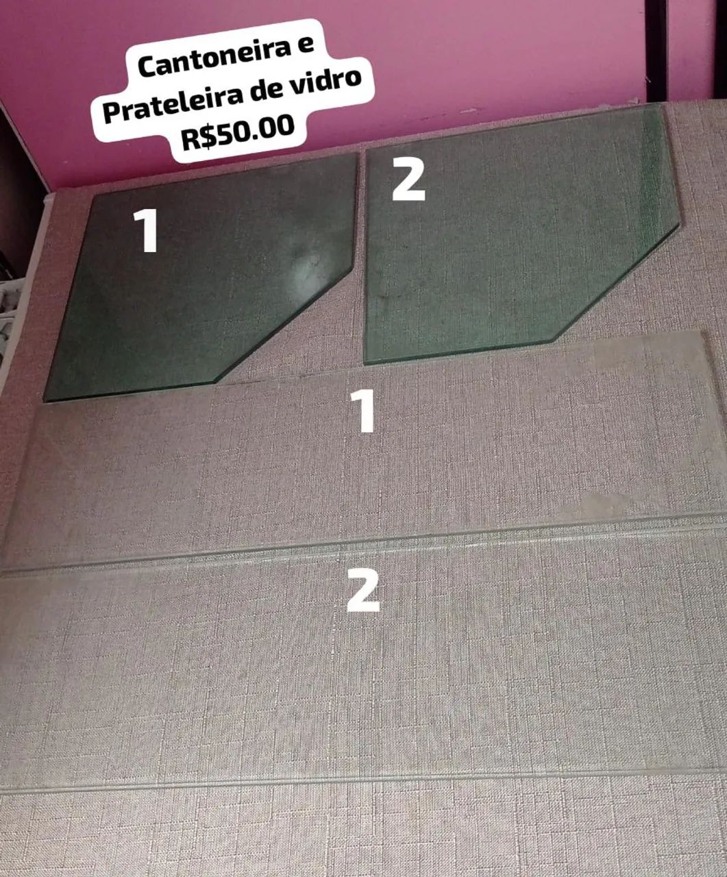 Cantoneira e prateleira de vidro