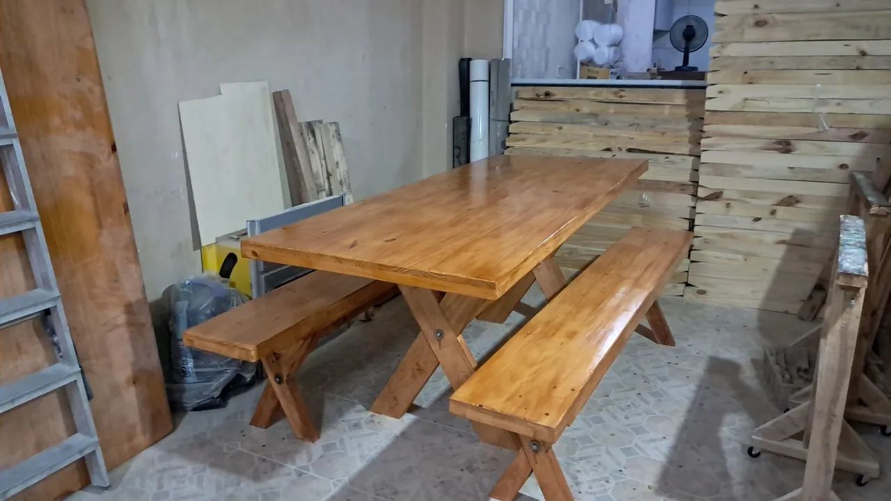 Mesa madeira maciça rustica - Foto 4