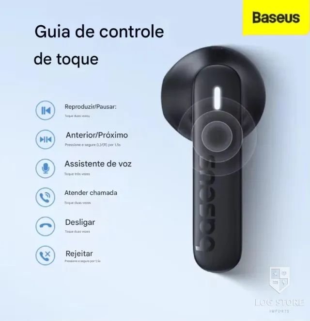 Fone Bluetooth 5.3 Baseus E16 Versão 2026 IPX4 A Prova D`Água Big Bass Preto - Foto 5