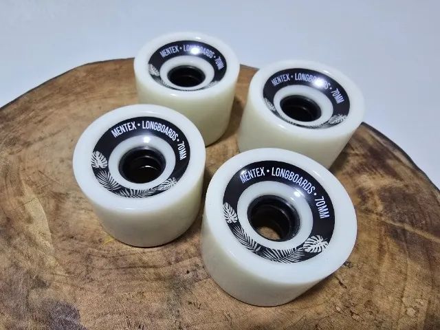 RODAS MENTEX - Jogo (quatro) Rodas Longboards 70mm 85A  - Mentex - White Nature - Foto 2