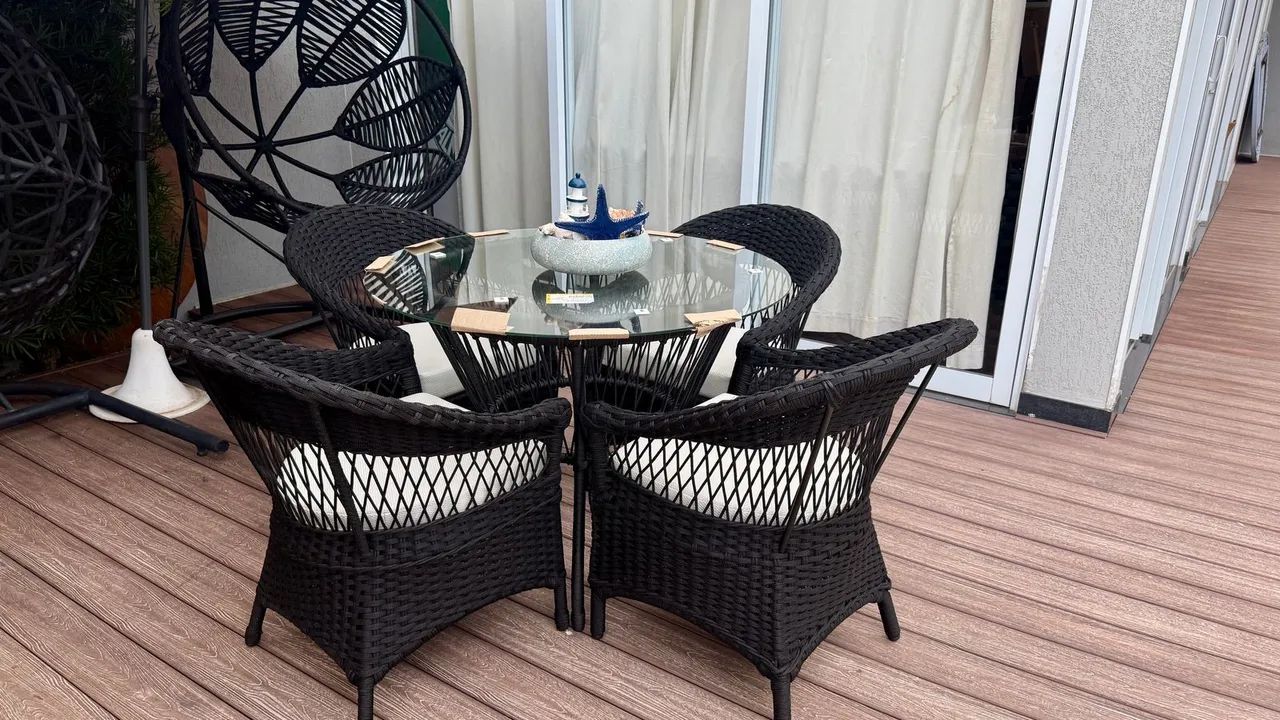 Mesa jantar corda nautica poltrona alumínio  - Foto 2