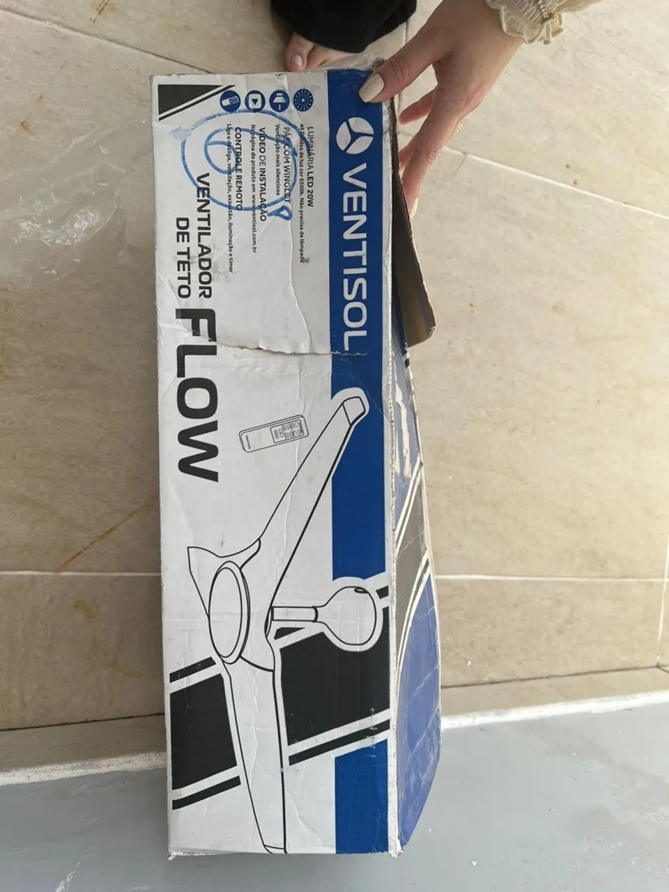Ventilador de Teto Flow Ventisol com LED 20W e Controle Remoto