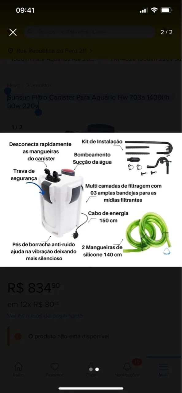 Sunsun Filtro Canister Para Aquário Hw 703a 1400l/h 30w 220v - Foto 2