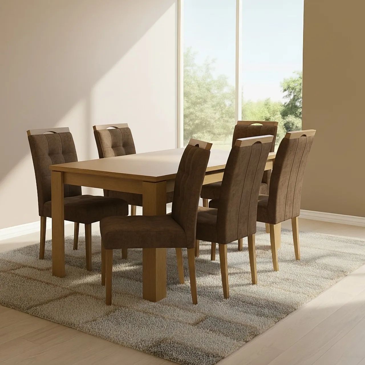 Mesa de Jantar com 6 Cadeiras em Madeira Lopas tt43