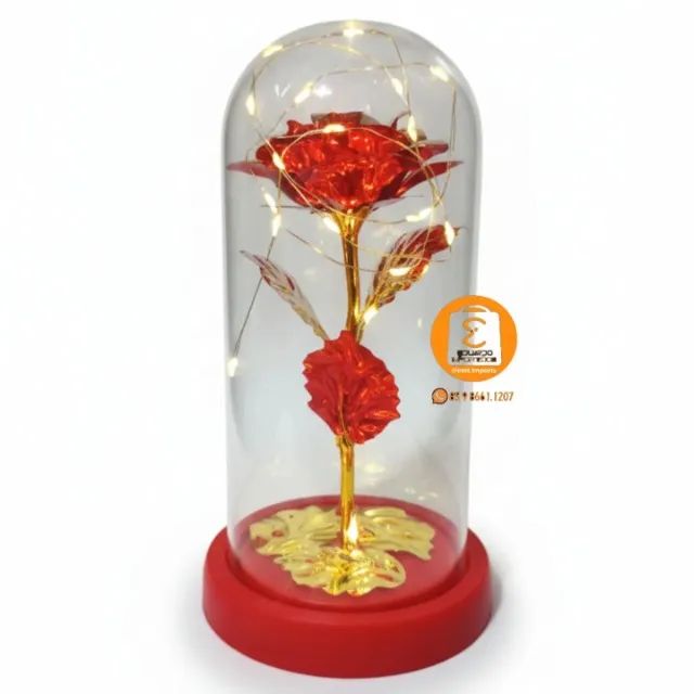 Luminária/ Abajur Decorativa enfeite Rosa Vermelha, Flor Tam: 11cm x 21cm  - Foto 2