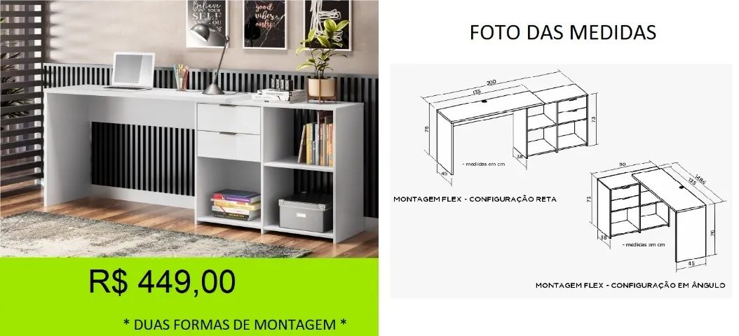 Escrivaninha em L e reta - Parcelamos S/Juros - Foto 2