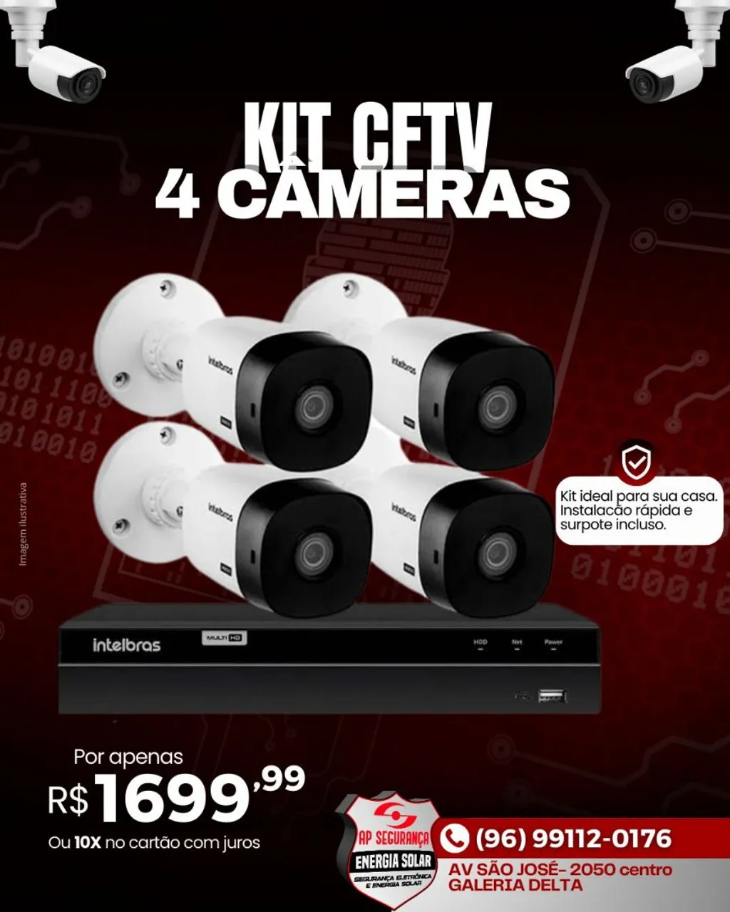 Kit CFTV 4 Câmeras - Segurança Completa para sua Casa