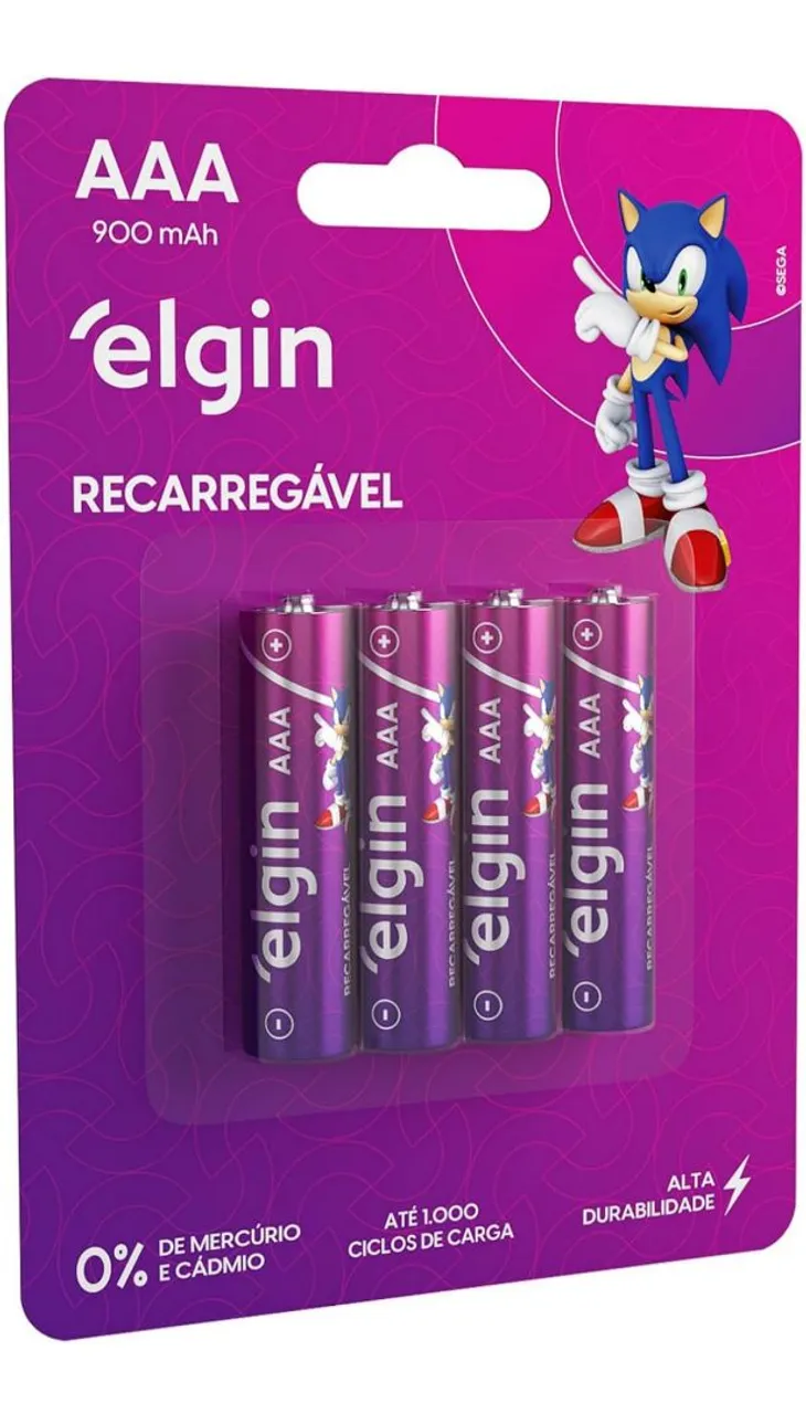 Pilhas Recarregáveis AAA Elgin Com Carregador