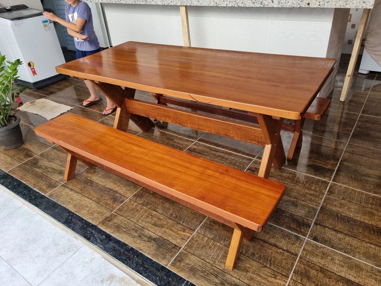 Mesa Grossa Pesada Madeira Maciça 12 x R$ 237,00 - Foto 2