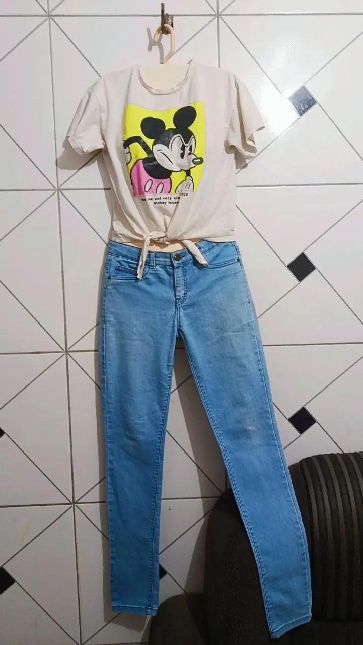 Calça jeans Denim girls + camisa cropped - Foto 4