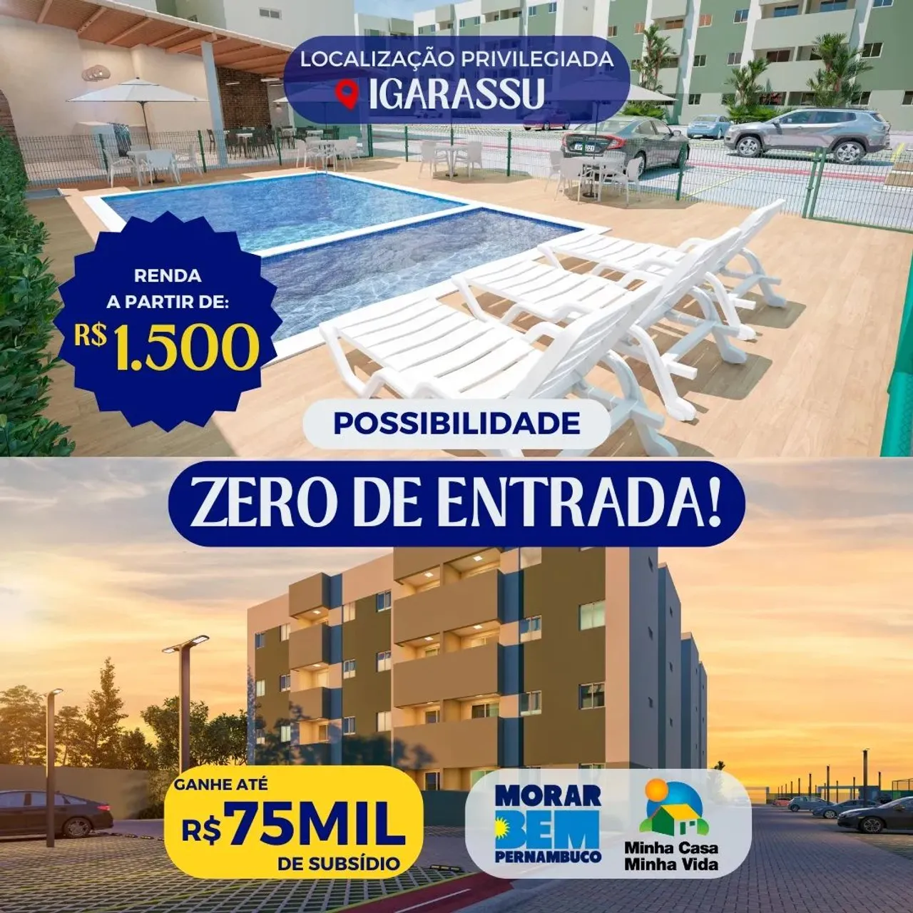 Renda familiar a partir de R$1.500, MORE EM UM CONDOMÍNIO COM ÁREA DE LAZER COMPLETA!
