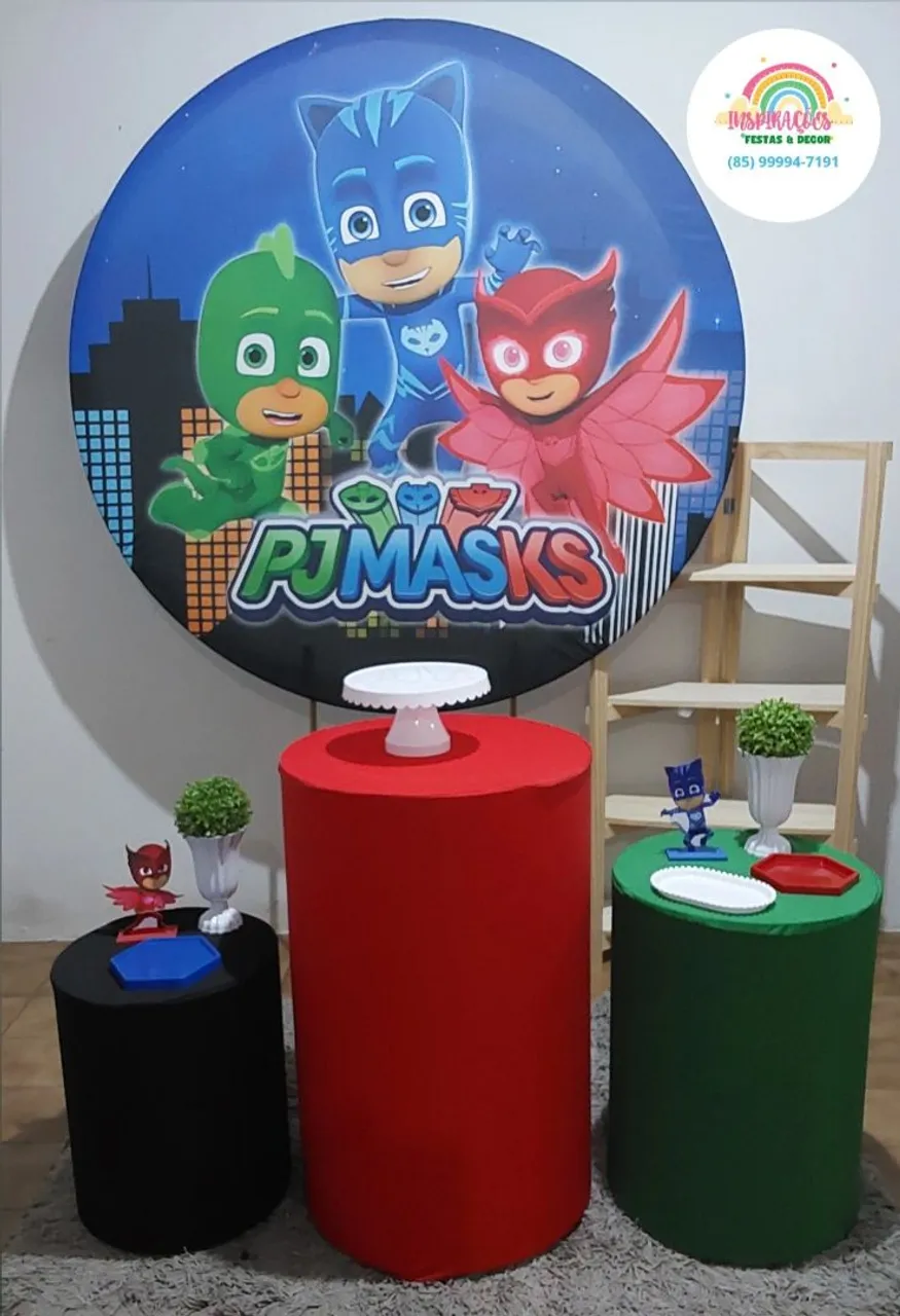 DECORAÇÃO DE FESTA PEGUE E MONTE PJ MASKS