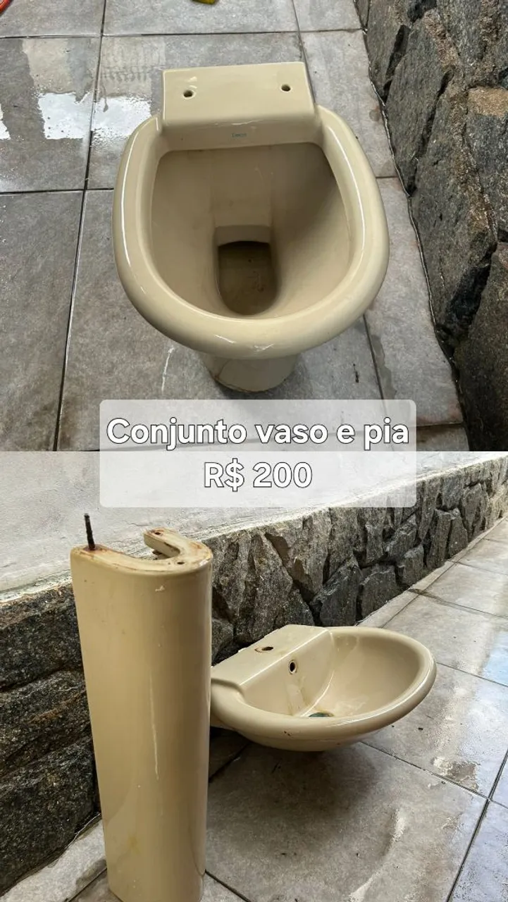 Conjunto vaso sanitário e pia