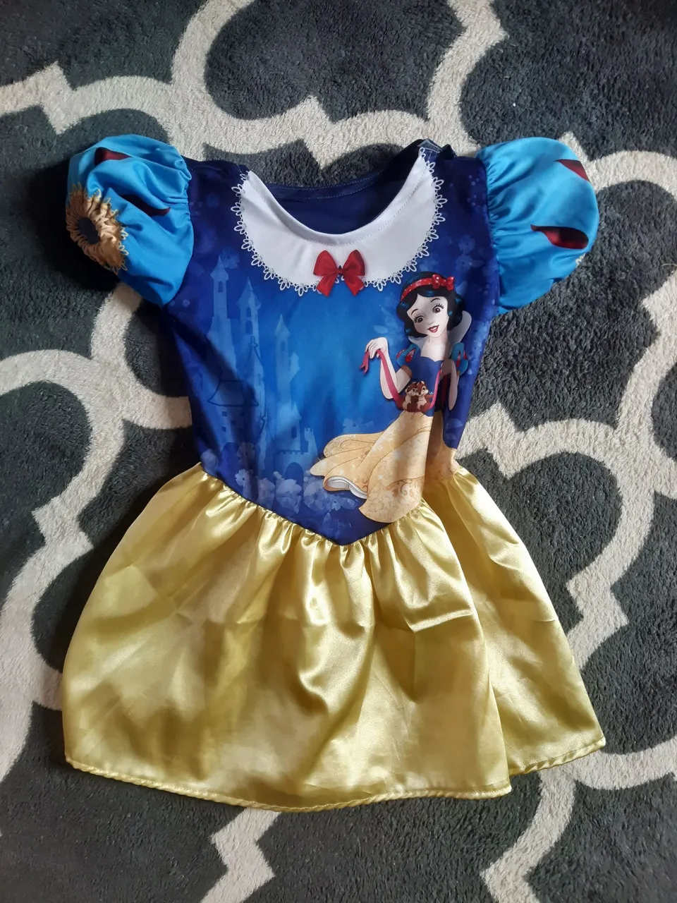 Fantasia Vestido Infantil Princesa Branca de Neve