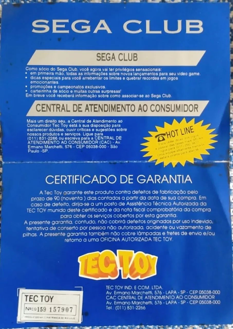 Panfleto Sega Club Tec Toy Original - Foto 2