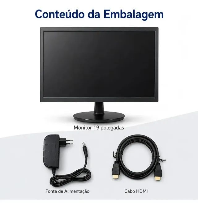 Monitor Weyon 19 Polegadas LED HD HDMI VGA Bivolt Preto Para PC Computador DVR Home Office - Foto 4
