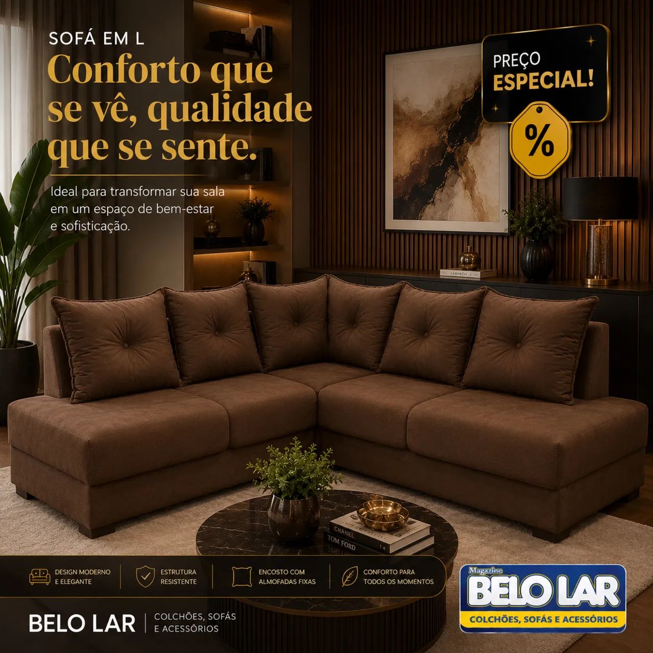 Sofá de canto em L