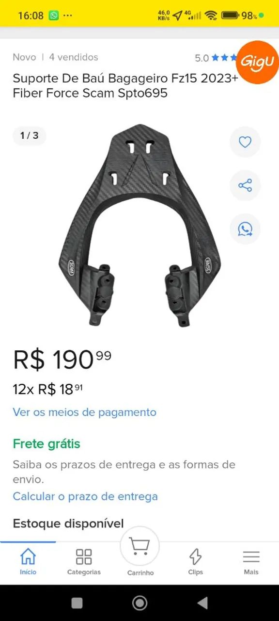 Vendo baú give 45lts e suporte scan fz15 - Foto 5