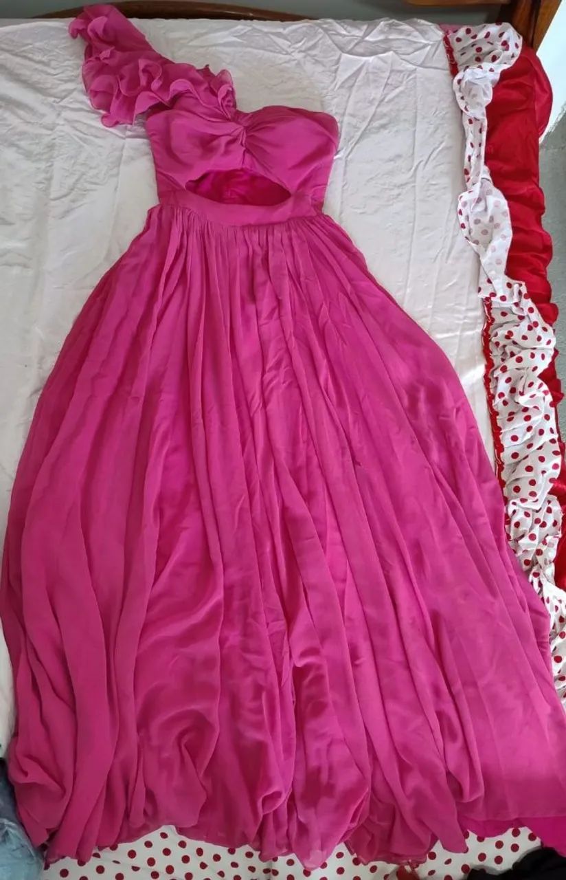 Vestido longo de festa cor rosa