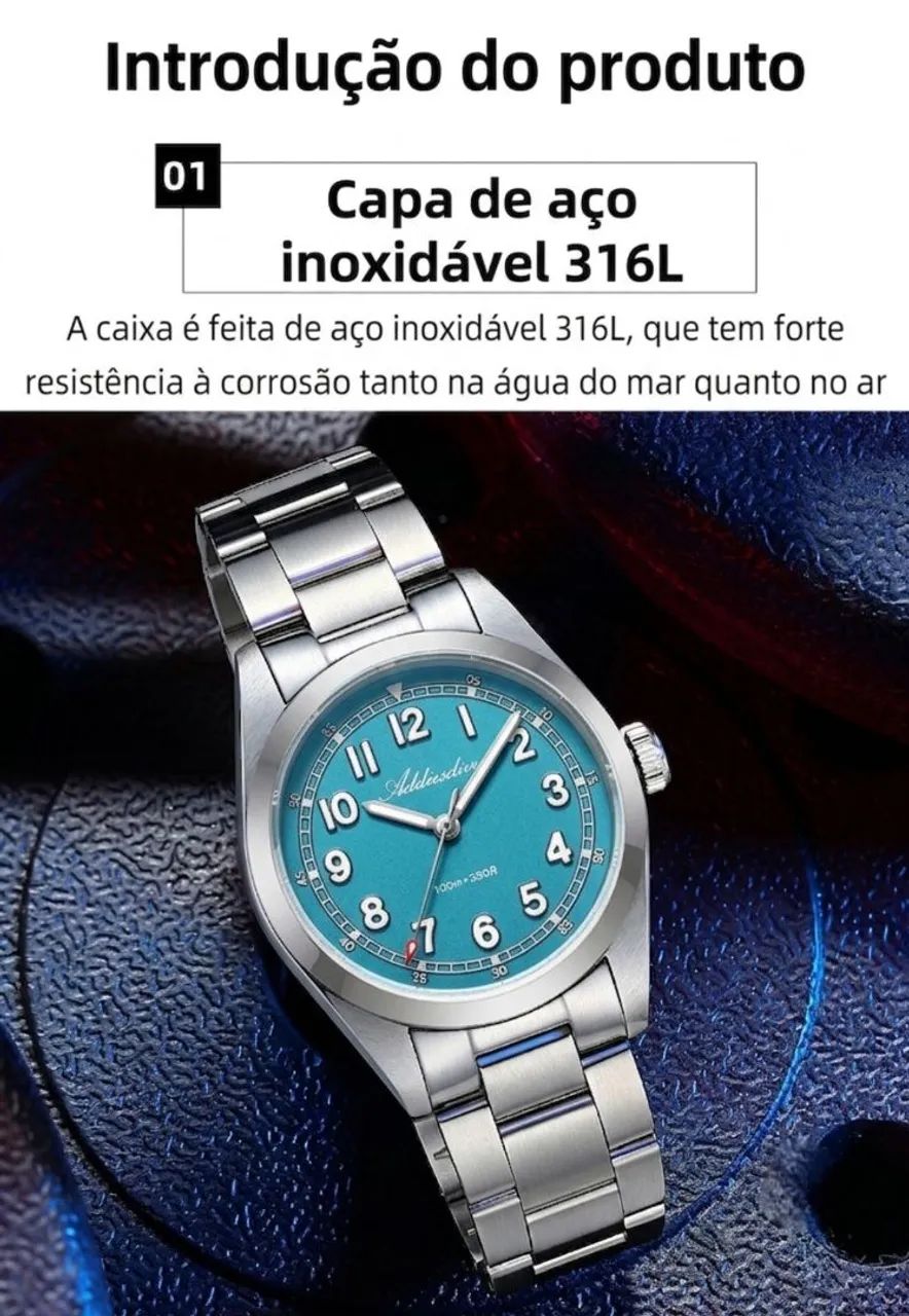 Relógio Addiesdive AD-2521 Azul celeste  - Foto 3