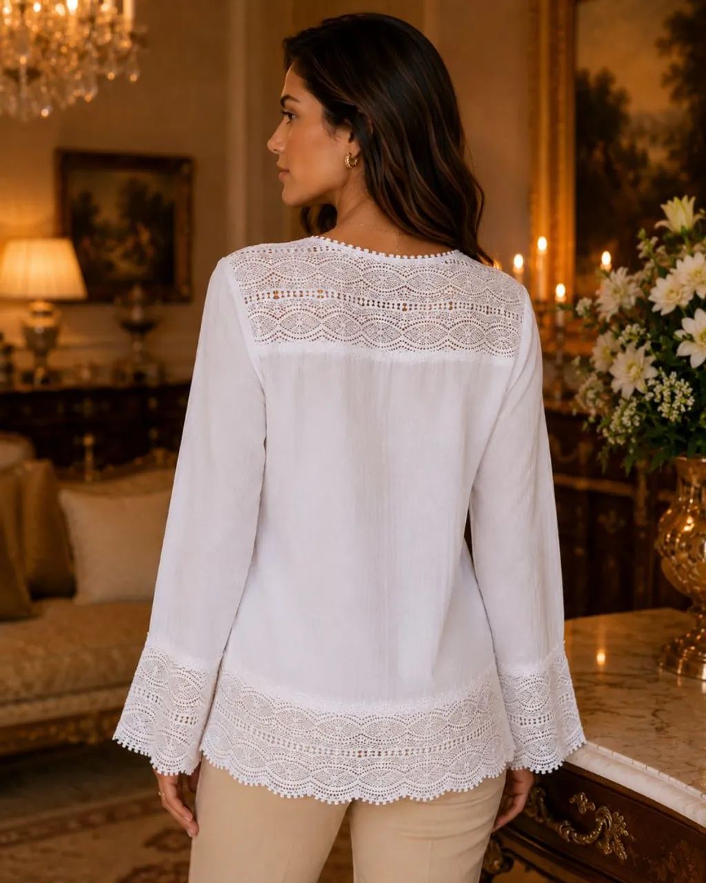 Blusa de Renda Renascença Artesanal  - Foto 2