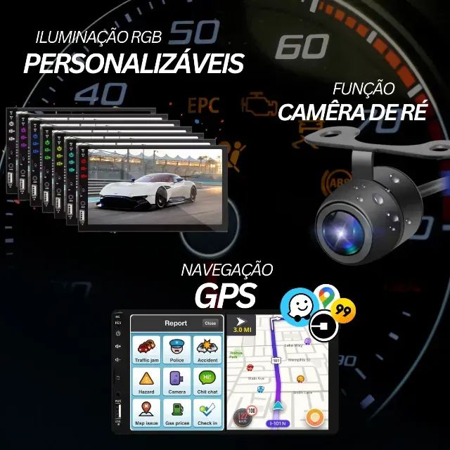 Central Multimídia Espelhamento 1 Din 7 Mp5 Usb Bluetooth - Foto 4