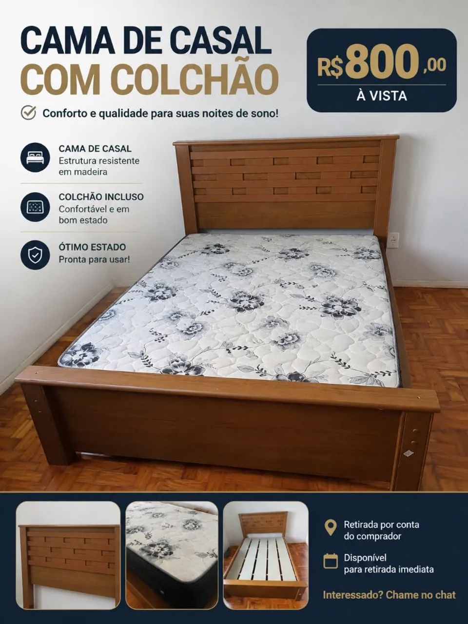 Cama de casal com colchão  - Foto 5