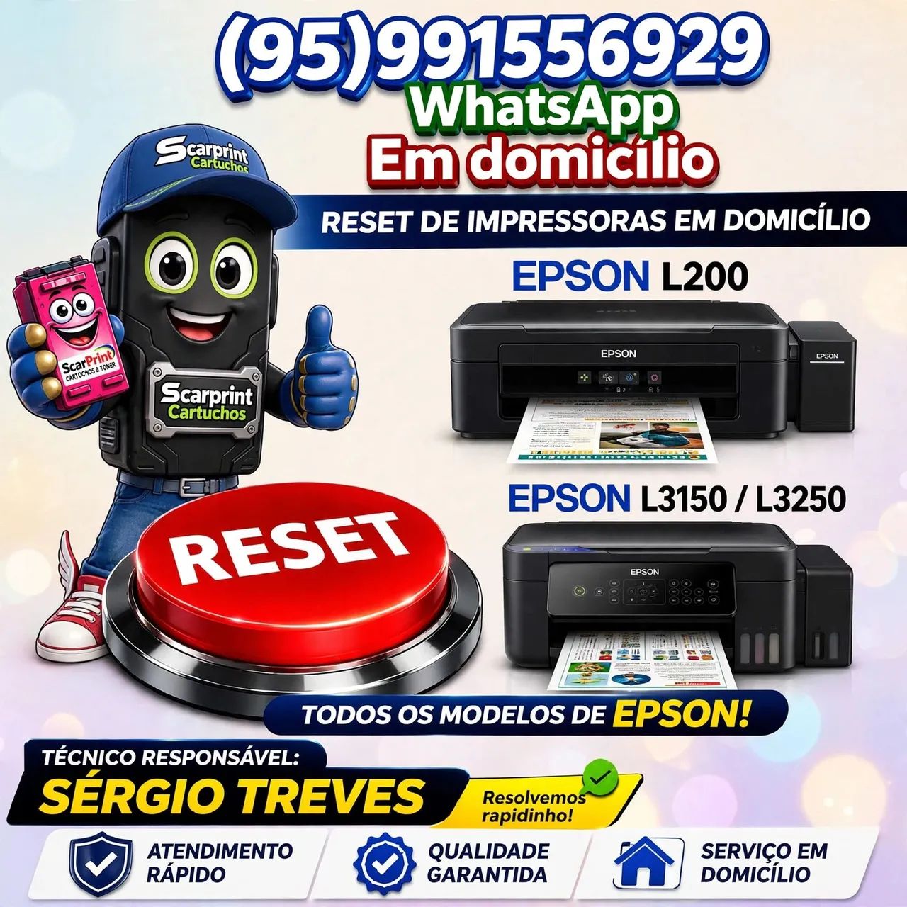 Reset das almofadas e Reset de impressoras em domicílio 
