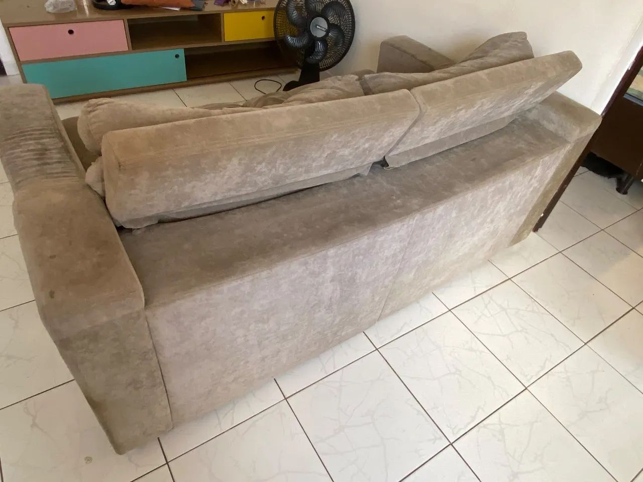 Sofá Retrátil e Reclinável 2 Lugares (Cinza) - Foto 4