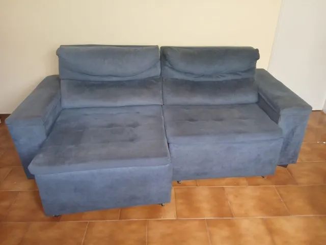 Sofá azul retrátil e reclinável de 2 lugares - Foto 2