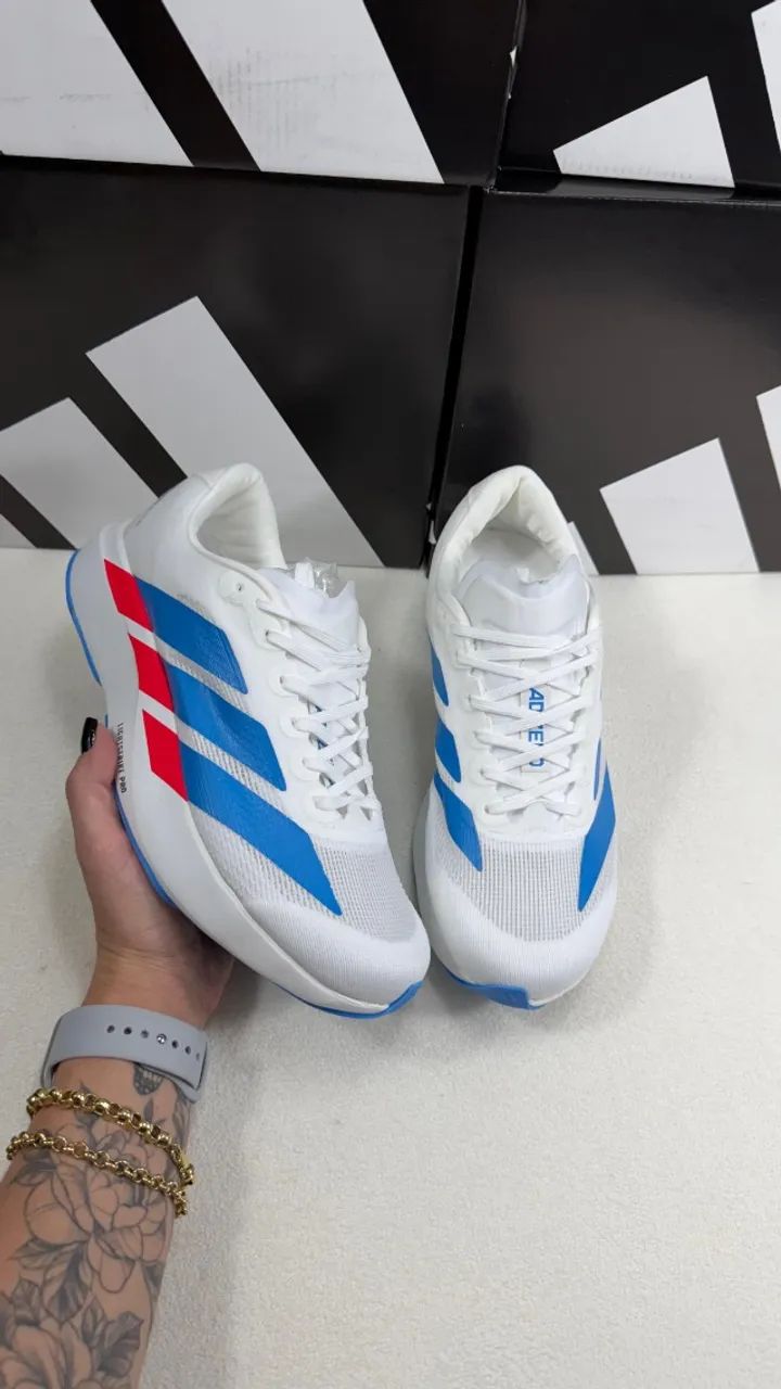 Tênis Adidas Adizero Masculino Importado Cor: Branco/Azul - Disponível 38 ao 43 - Foto 4