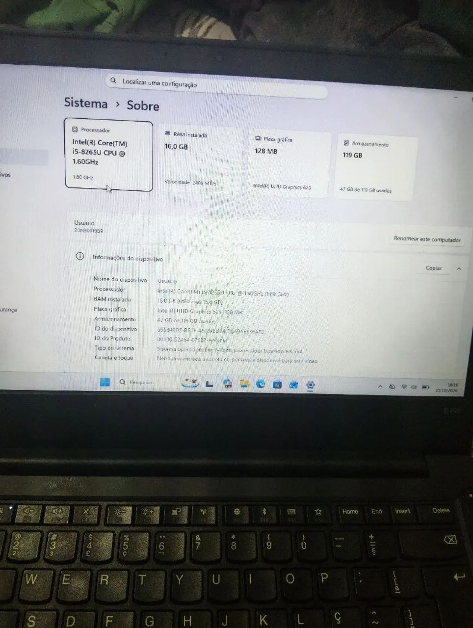 Vendo Notebook Lenovo ThinkPad E490 (Core i5 / 16GB RAM) - Foto 4