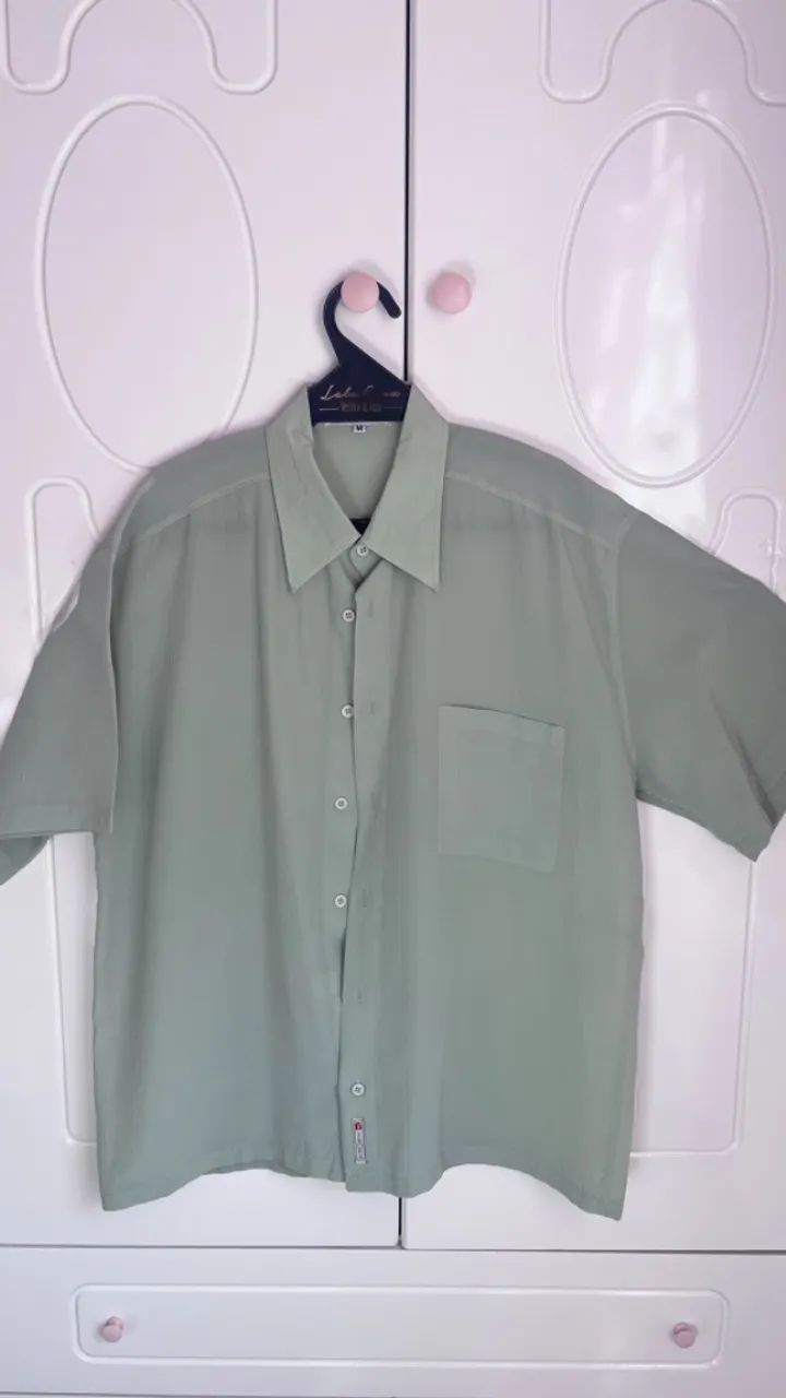 Camisa Manga Curta Verde Masculina
