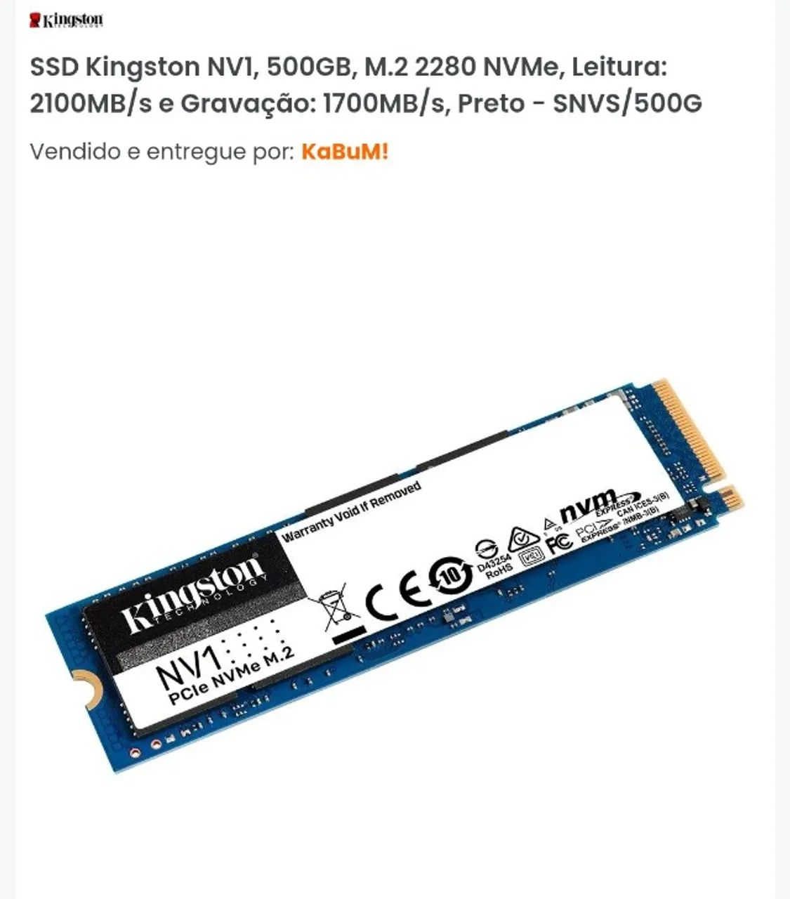 ssd kingston nvme
