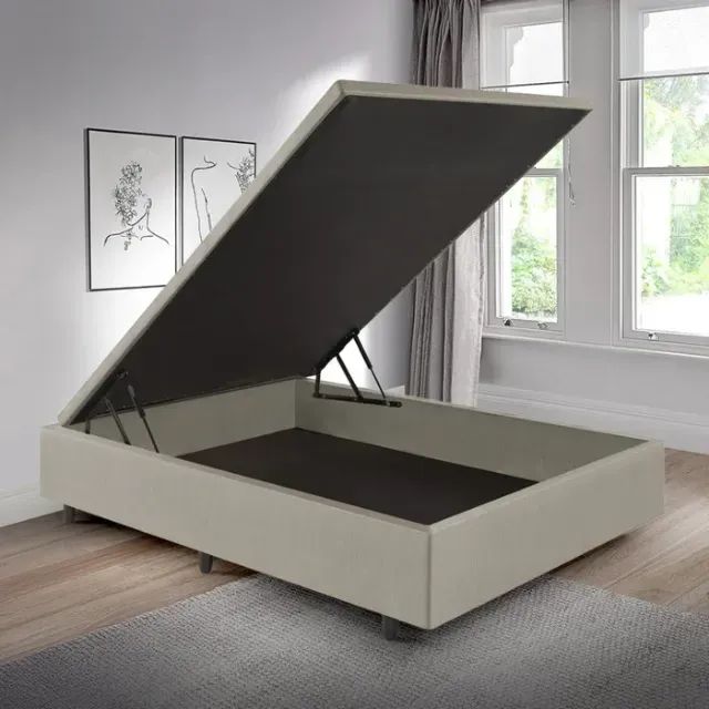 Cama Base Box Baú Viúva cor Marfim