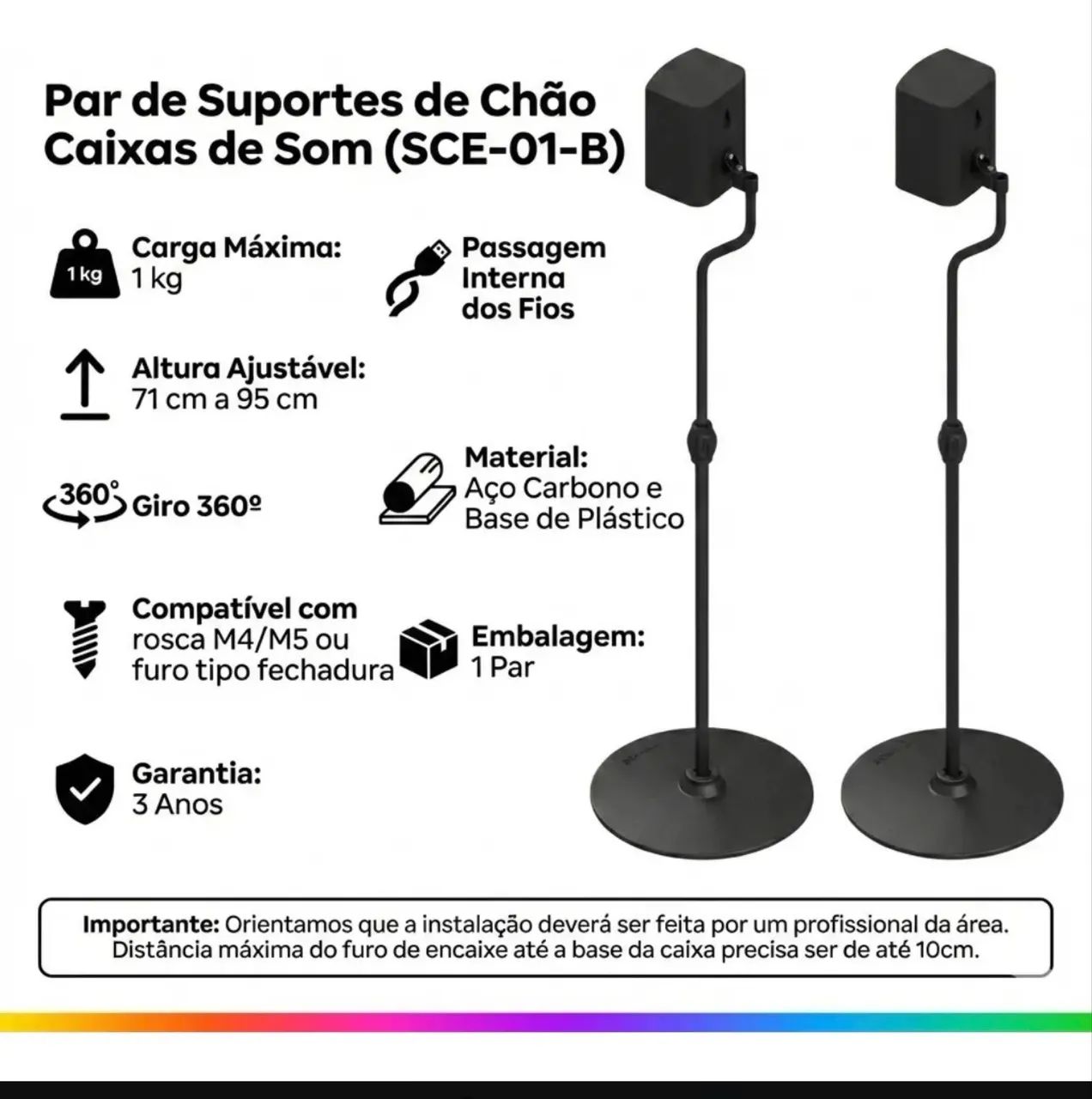 Home Theater par suporte pedestal p/ caixas satelites - Foto 2
