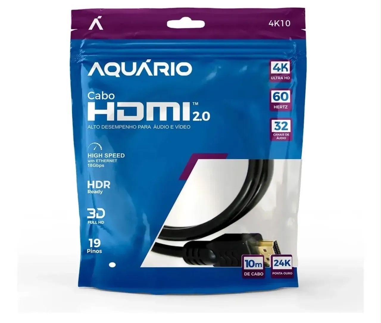 Cabo Hdmi 2.0 4k 10m Ultra Hd Hdr Alta Velocidade 60hz