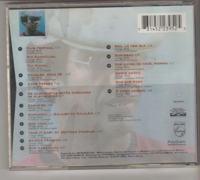 Cd Jorge Ben, Coleção Minha História, 1993/1994,  14 Sucessos Remasterizados, Polygram - Foto 2