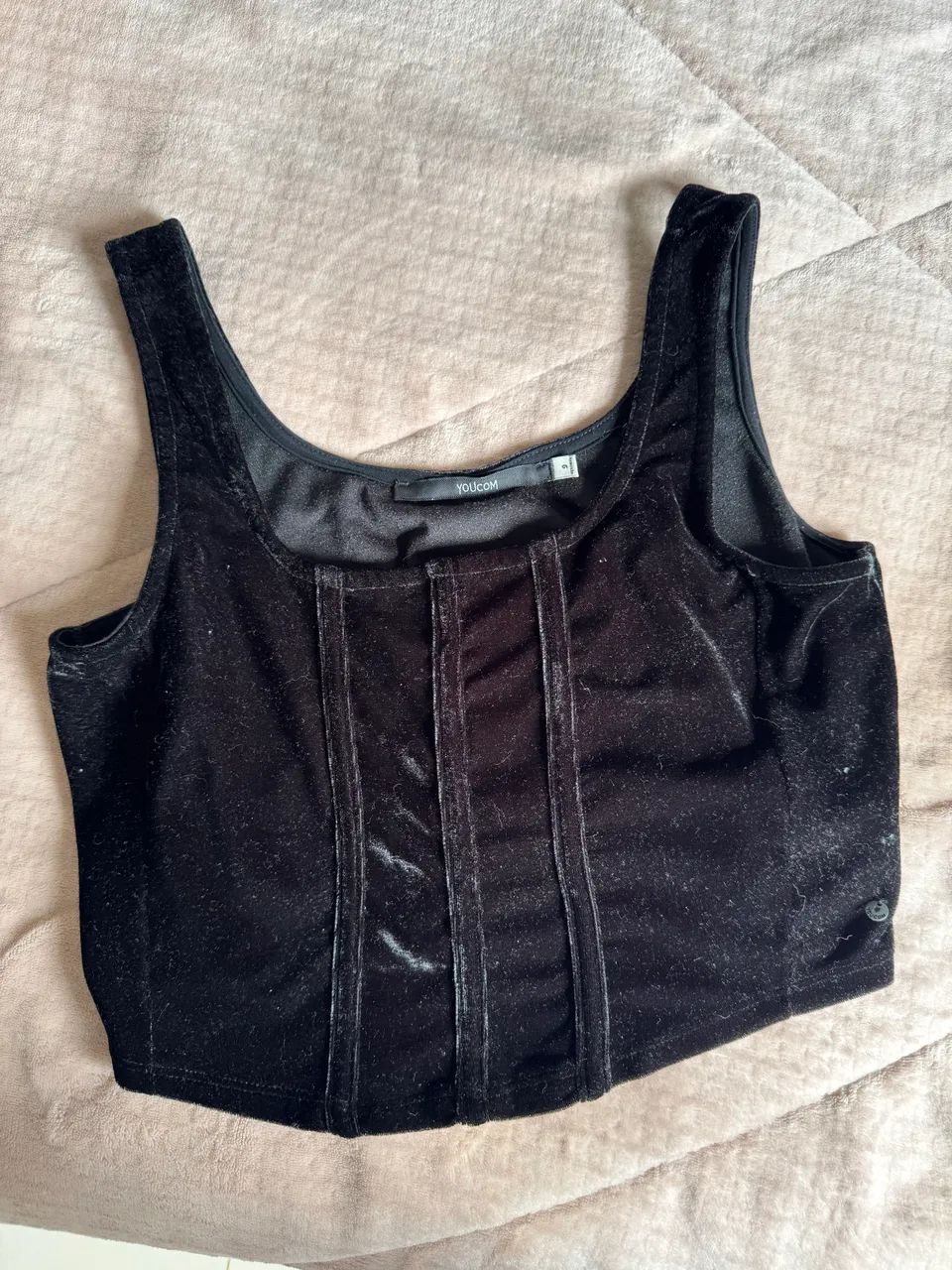 blusa cropped youcom veludo  - Foto 3