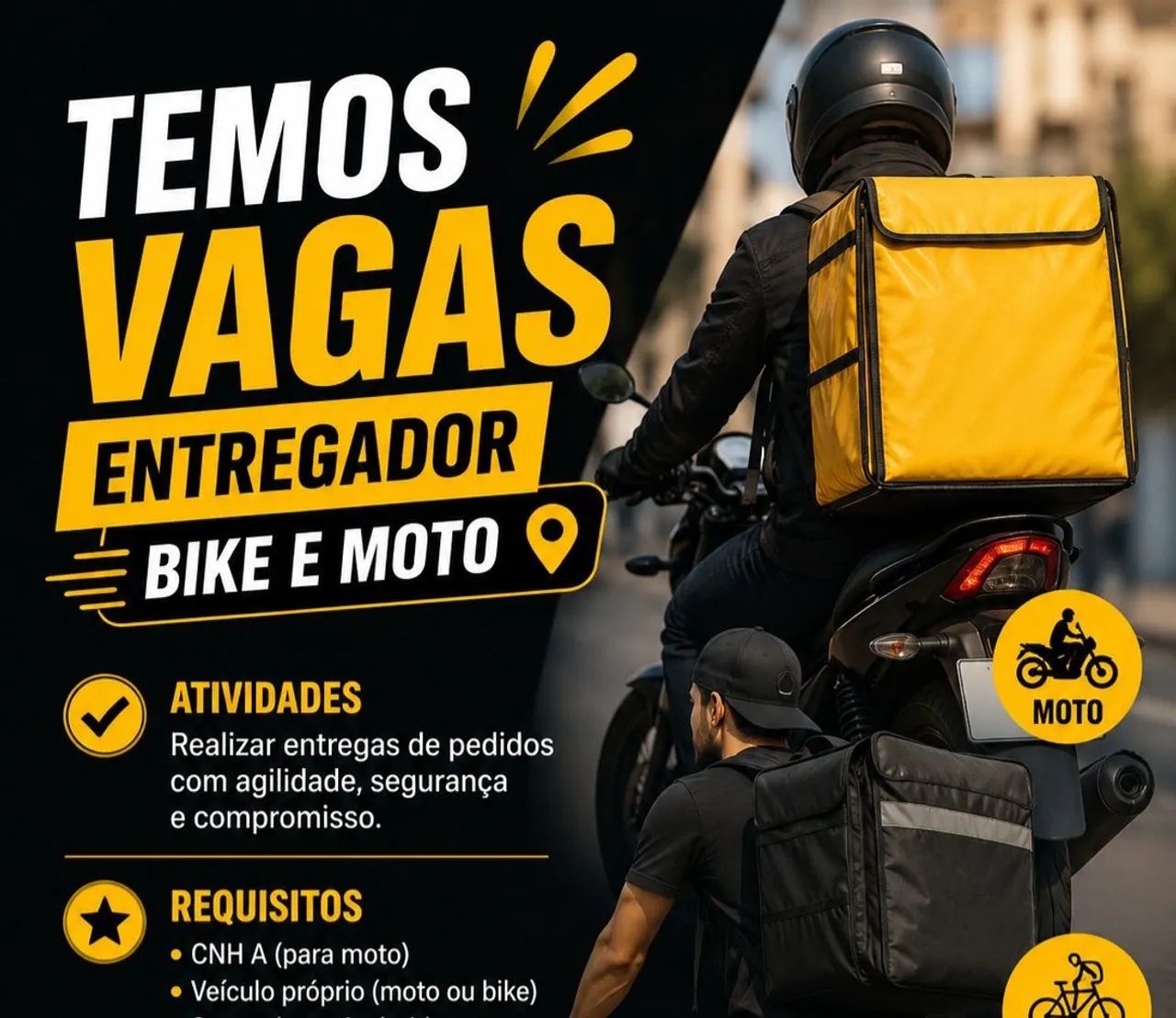 Vagas para entregadores extras
