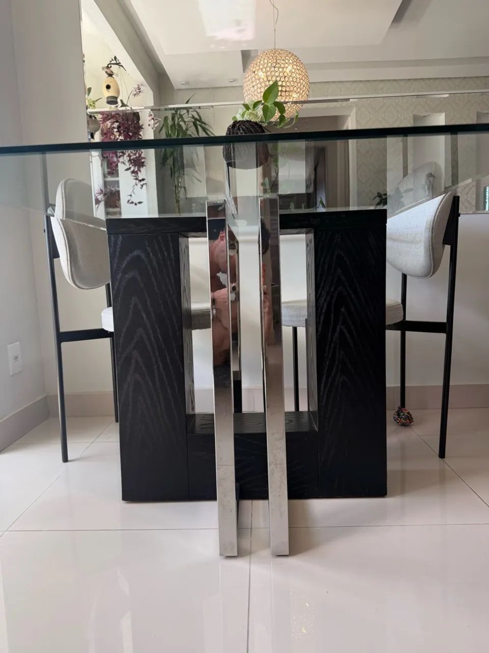 Mesa de jantar + rack madeira Carvalho e inox - Foto 4