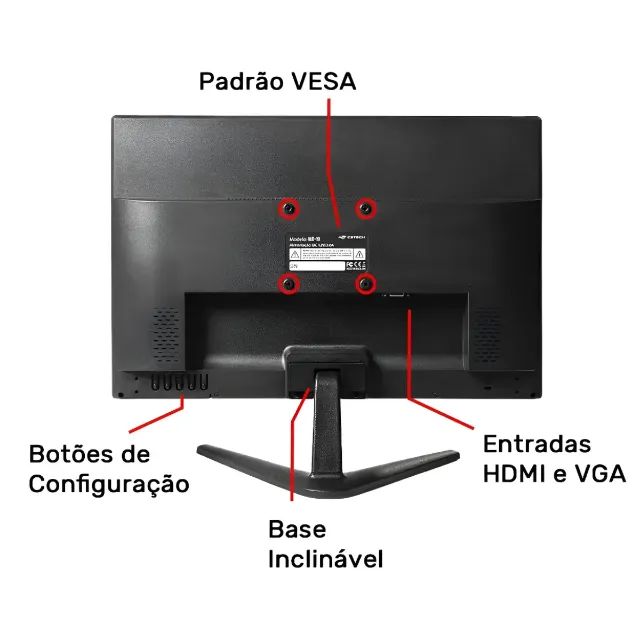 Monitor 19 Polegadas Hd LED Hdmi Vga Anti Reflexo C3tech Novo com Nota Fiscal - Foto 3
