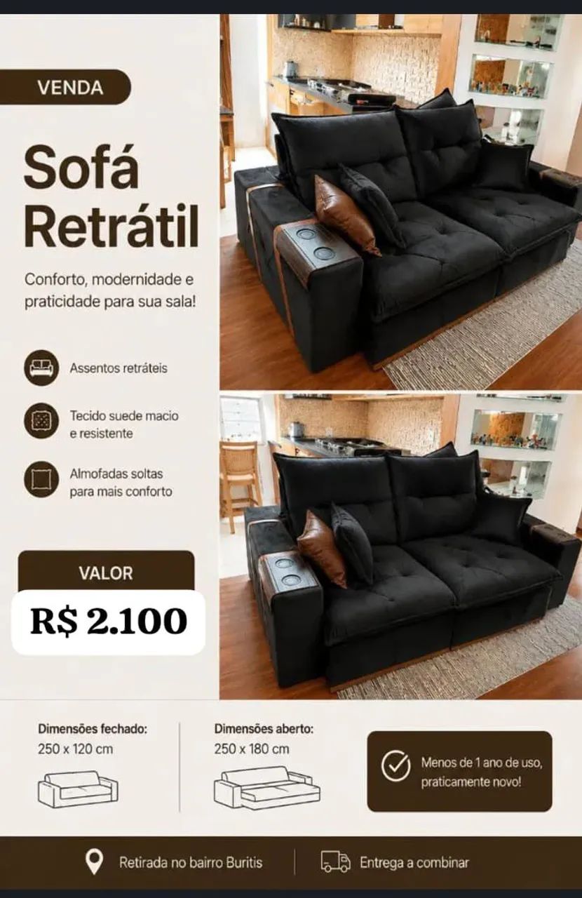 Sofá Retrátil Novíssimo