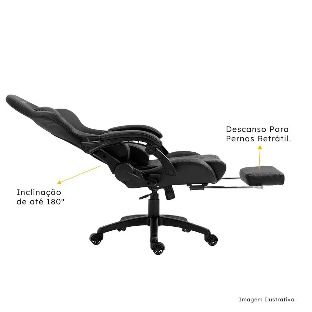 Cadeira Gamer KBM! GAMING Tempest CG600, Preta, Com Almofadas, Descanso Para Pernas - Foto 4