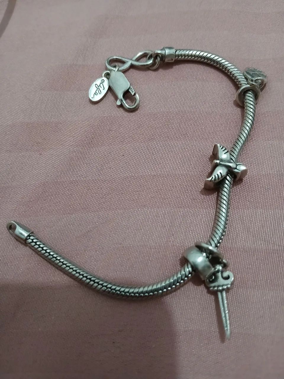 PULSEIRA PRATA 925 COM BERLOQUES - 17 CM - Foto 3