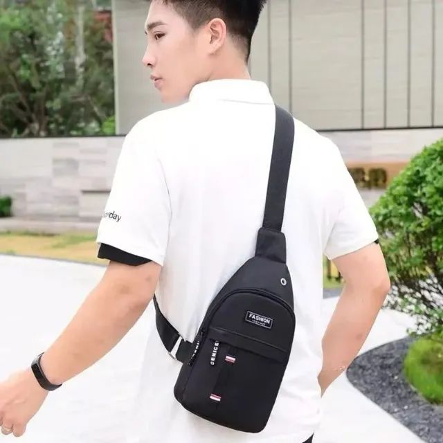 Bolsa Mochila De Peito Tiracolo Pochete Bolsa Impermeável Transversal Masculina/feminina - Foto 2