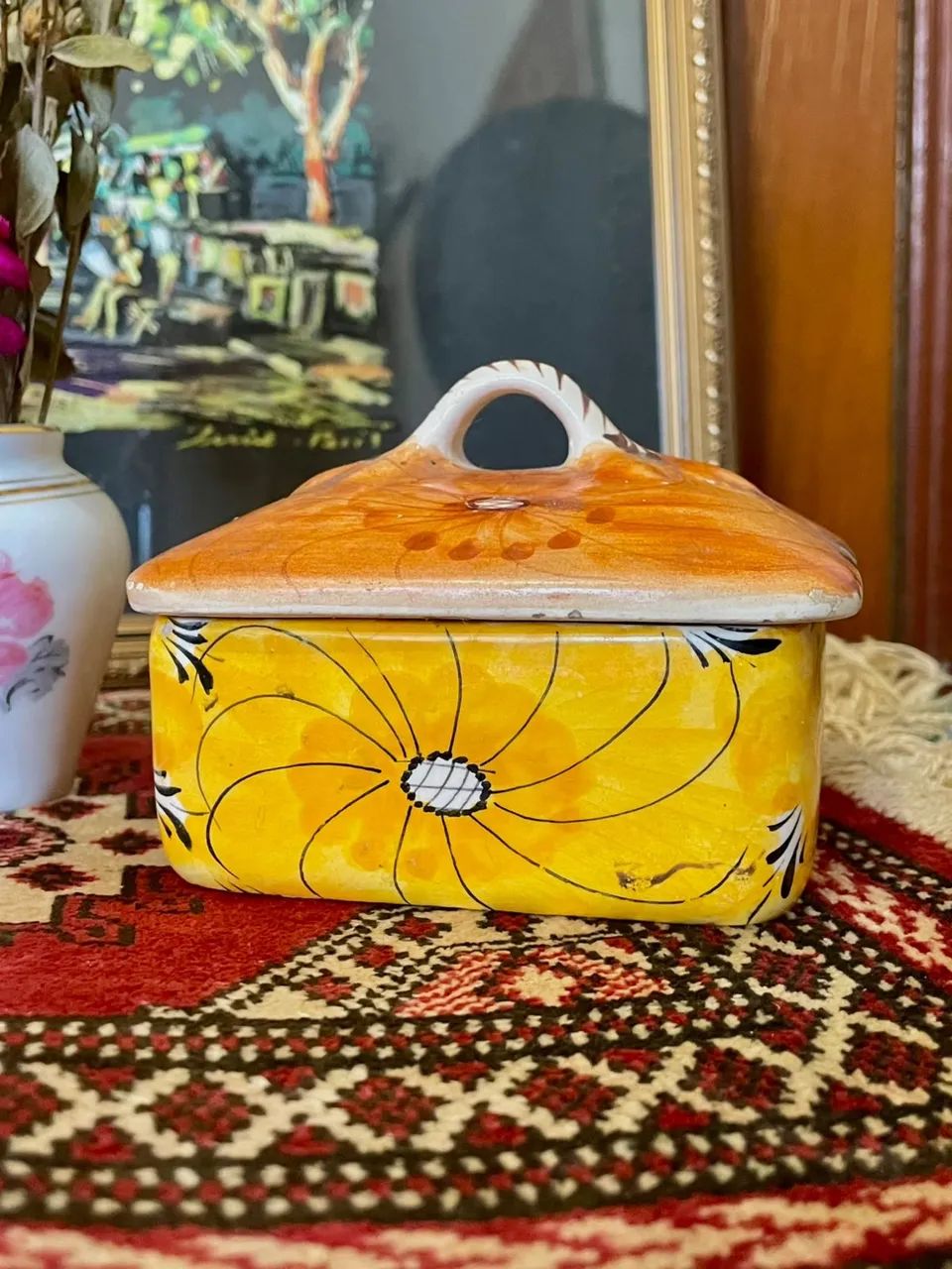 ESCULTURA MOÇA E BISCOITEIRA PINTADA Á MÃO VINTAGE  - Foto 4